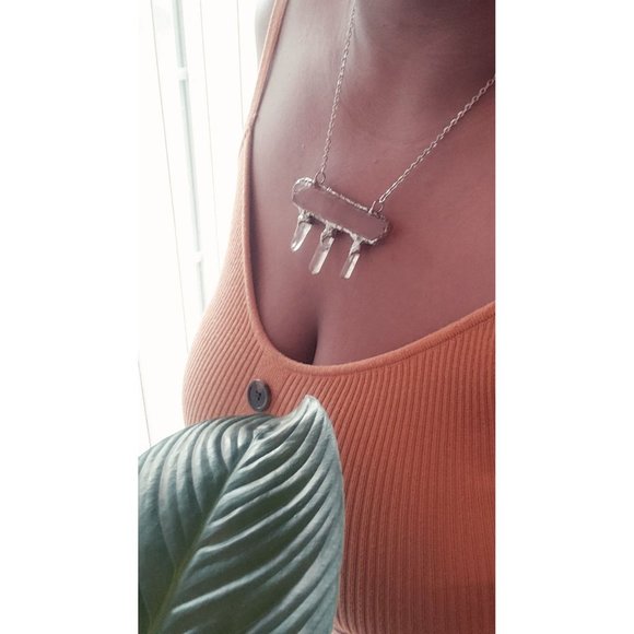 Tangerine quartz statement necklace handmade crystal necklace - Picture 2 of 12